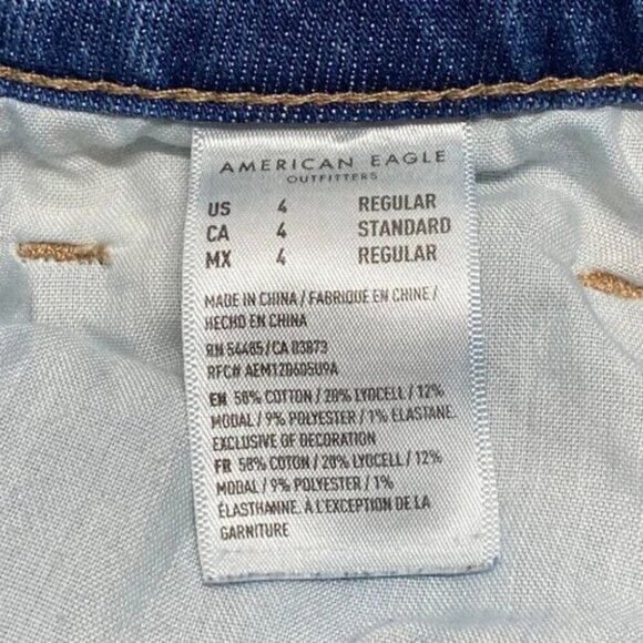 American Eagle Mom Straight Jeans Women's Size 4 Blue AEO Stretch Distressed GUC - Picture 9 of 15